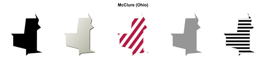 Obraz premium McClure (Ohio) blank outline map set