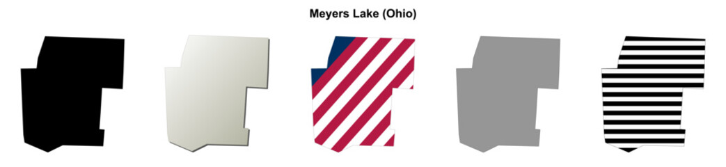 Obraz premium Meyers Lake (Ohio) blank outline map set
