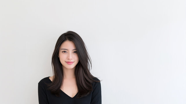 young asian woman with oval face and deep eyes portrait, elegant asian female beauty portrait with natural skin and refined features, closeup portrait of young asian woman 