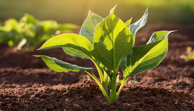 russian comfrey plant growing in organic garden soil