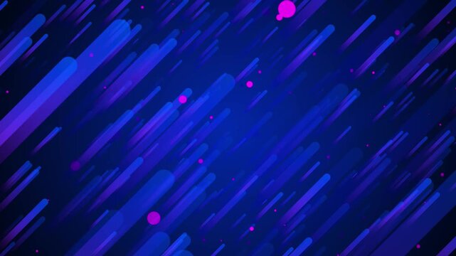 Blue and purple diagonal bars with rounded ends, floating magenta circles and deep navy space form a modern abstract background. Perfect for app promos, music visuals, gaming intros and dynamic loops.