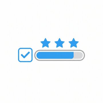 Checkbox with star rating progress bar icon representing customer feedback, satisfaction survey, and performance review