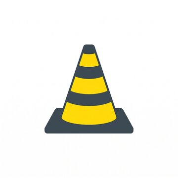 Yellow and black striped traffic safety cone icon for road work, construction hazard warning, and traffic control
