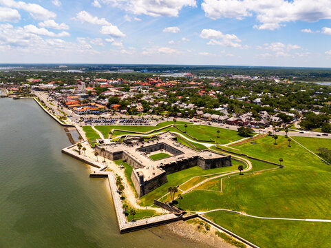 Aerial View of Castillo de San Marcos Fort and St. Augustine Historic Waterfront, Florida&rdquo;