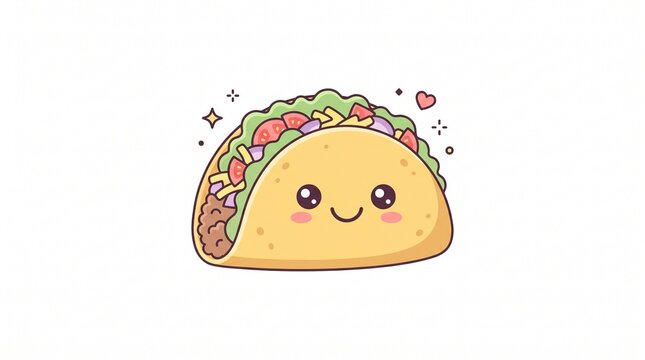 Cute mexican food taco mascot illustration