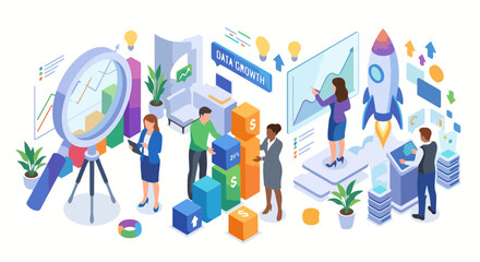 Fototapeta premium Data growth and business analytics concept