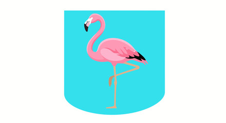 Obraz premium Pink flamingo illustration on a blue background