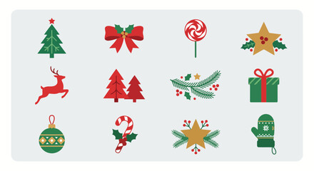 Fototapeta premium Christmas holiday icon set