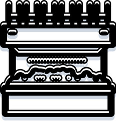 Obraz premium Fireplace icon with abstract black and white line flames, conveying warmth and cozy indoor comfort in a minimal modern hearth illustration for home or interior design use