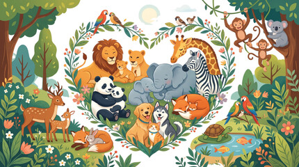 Obraz premium National Animal Day Concept Vector Design with Wildlife Animals Theme