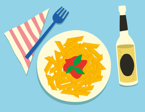 Penne with Tomato Sauce, Basil and Lemonade