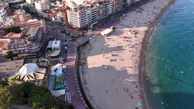 Aerial View of Levante Beach Benidorm Alicante Spain at Sunset