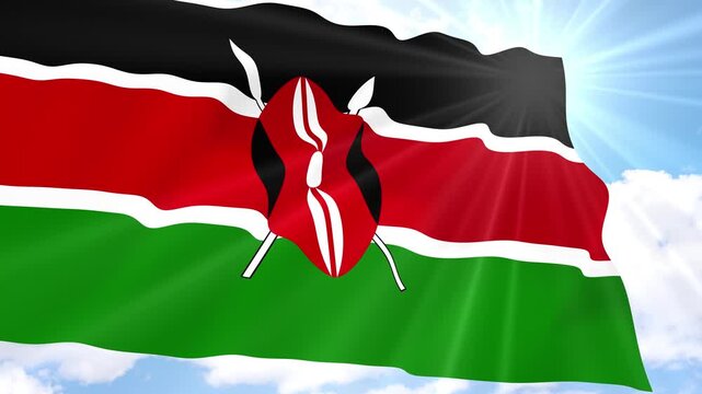 Kenya Flag Seamless Loop 4k 60fps on Sky Background