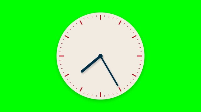 Analog clock with moving hands on green screen