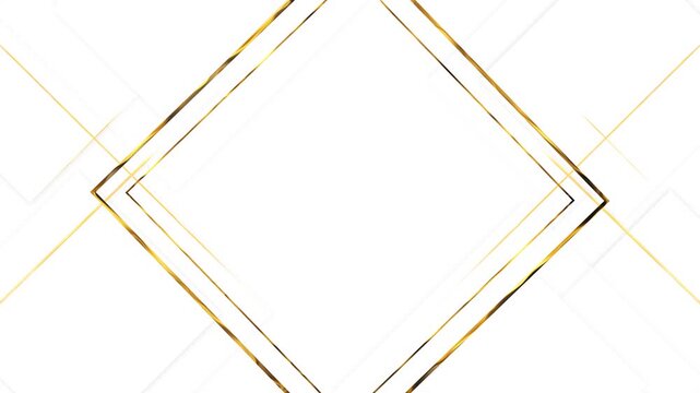 Gold diamond outlines cross a pure white background with generous central copy space. Perfect for luxury branding, wedding invitations, award titles, corporate promos, and elegant video presentations.