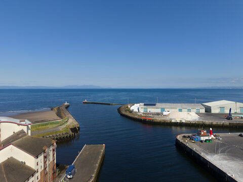 Ayr harbour and town viewed from above