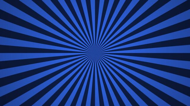 Blue sunburst radial rays rotating background