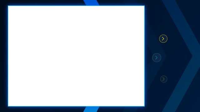 Blue digital interface frame with arrow pointers