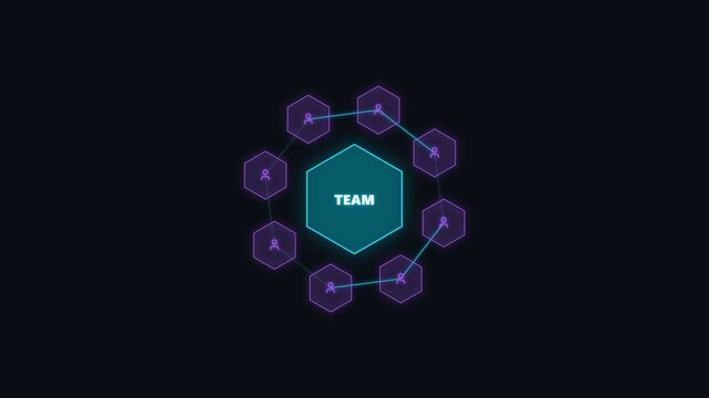 Team collaboration and business network concept with interconnected people nodes