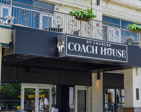 New Orleans, LA, USA - June 9, 2026: St. Charles Coach House, a Boutique Hotel on St. Charles Avenue in the Lower Garden District