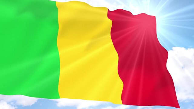 Mali Flag Seamless Loop 4k 60fps on Sky Background