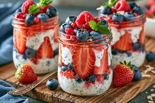 Nutritious low-calorie breakfast with yogurt and berries supporting healthy eating and weight management.