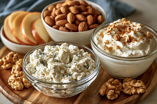 Healthy snack assortment promoting mindful eating, portion control and nutritious weight management.