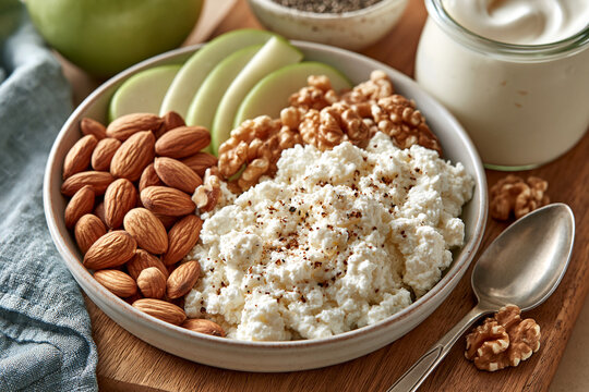 Healthy snack assortment promoting mindful eating, portion control and nutritious weight management.