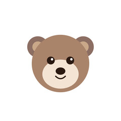 Fototapeta premium Cute Brown Bear Face Flat Vector Icon Illustration