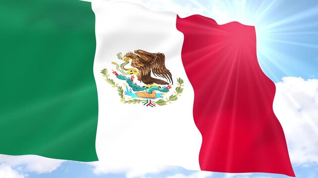 Mexico Flag Seamless Loop 4k 60fps on Sky Background