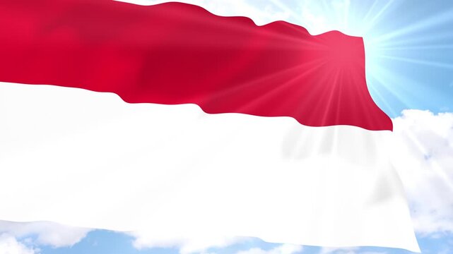 Monaco Flag Seamless Loop 4k 60fps on Sky Background