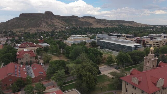 flying counter clockwise around quad of Colorado School of Mines