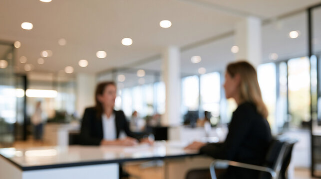 Blurred Bank Advisor and International Client Having Financial Consultation in Modern Office