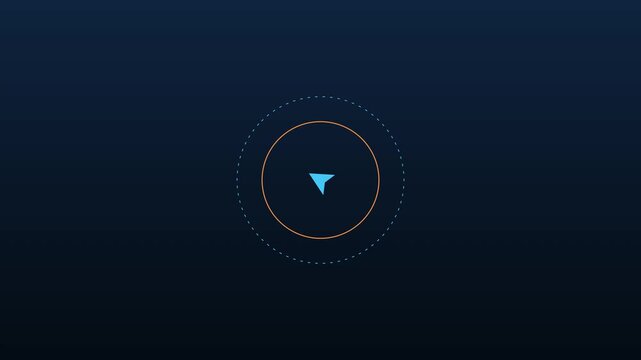 Minimalist digital navigation pointer with rotating circular hud interface for ui animation 4k cursor