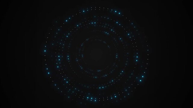 Blue and white light particles rotate in circular paths rich black background, futuristic spiral portal. 19 intros, science visuals, digital interfaces, energy effects, loading screens