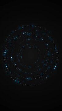 Cyan luminous points expanding concentric rings scene, deep focus. data processing, virtual systems, radar displays, scientific presentations, artificial intelligence themes, logo reveals, animations.
