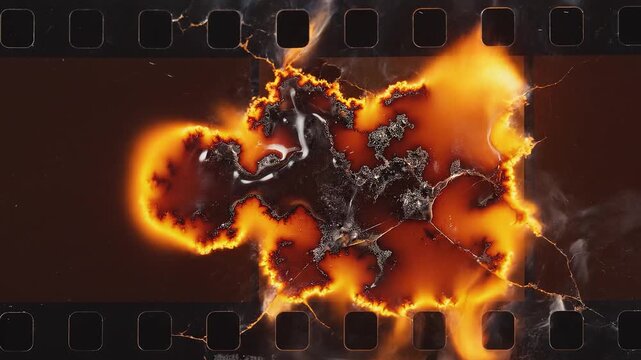 Authentic Film Burn Celluloid Overlays. High quality 4k footage
