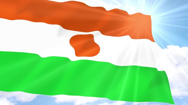 Niger Flag Seamless Loop 4k 60fps on Sky Background