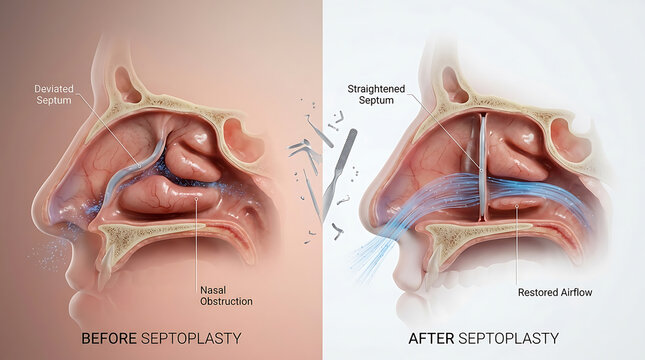 Nasal Septum Before vs After Septoplasty: Deviated Septum vs Straightened Airway