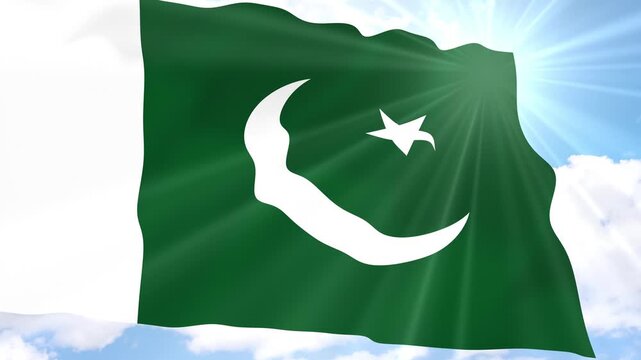 Pakistan Flag Seamless Loop 4k 60fps on Sky Background