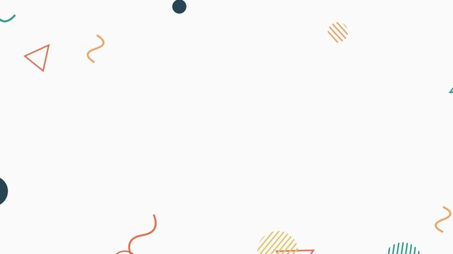 Memphis style geometric shapes floating animation
