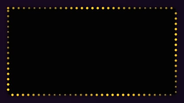 Golden light bulb frame for stage show marquee