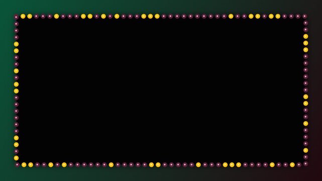 Neon glowing border frame with blinking light bulb