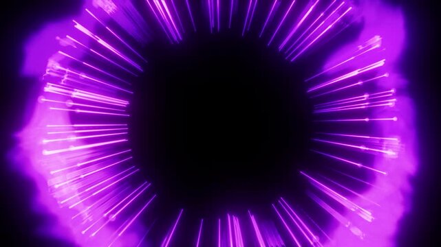 Purple Radial Energy Ring Expanding into Bright Shockwave with Smoky Plasma, MOV with Alpha Channel on Transparent Background, 4K