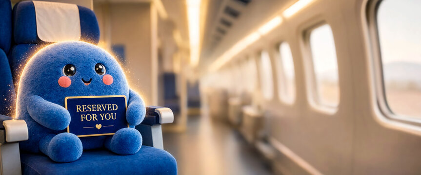 Cozy Kawaii Train Seat Holding Reserved Sign Banner