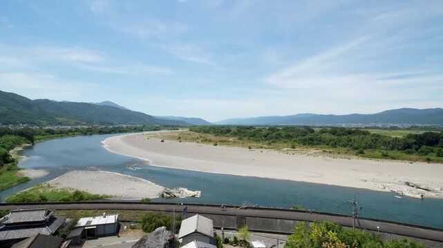 The Yoshino River, submersible bridges, and Zennyuji Island