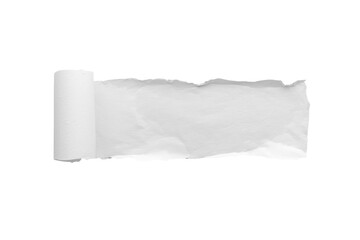 Obraz premium Textured white torn paper strip isolated on transparent background