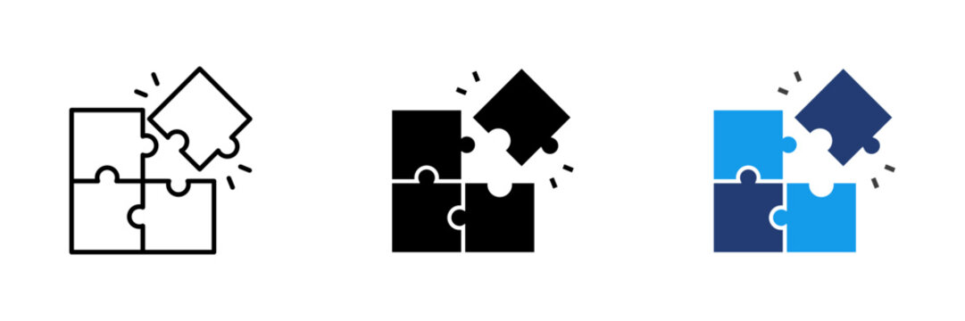 Trendy puzzle icon. Vector illustration of four puzzle matching pieces for concepts of games, toys, business, and startup strategies and solutions