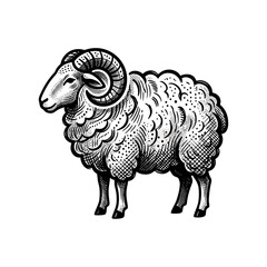 Vintage Engraved Sheep Illustration © Biru