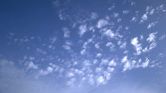 Cirrocumulus and Cirrostratus Clouds in Blue Sky on a Sunny Summer Day ( Time Lapse | Static)